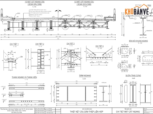 Dầm thép liên hợp,Cầu dầm thép liên hợp 25m,Bản vẽ cầu dầm thép liên hợp dài 25m